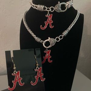 University of Alabama Gift Set, Earrings, Necklace & Bracelet.